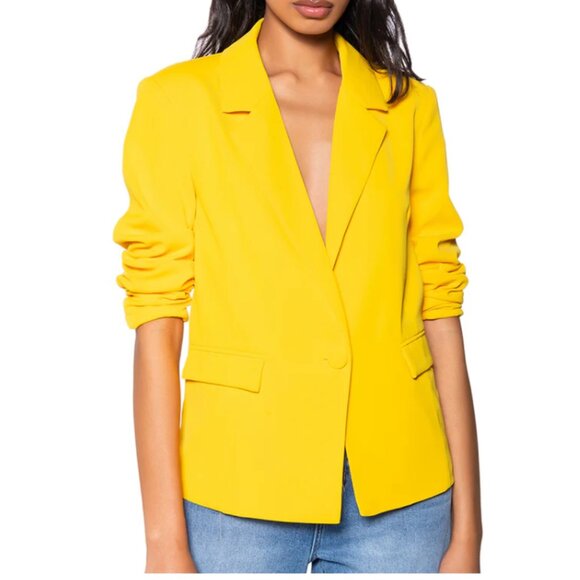 Callie Lives Elaine in the Sun AKIRA Spring Forward Relaxed Fit Yellow Blazer 1X - Picture 6 of 6